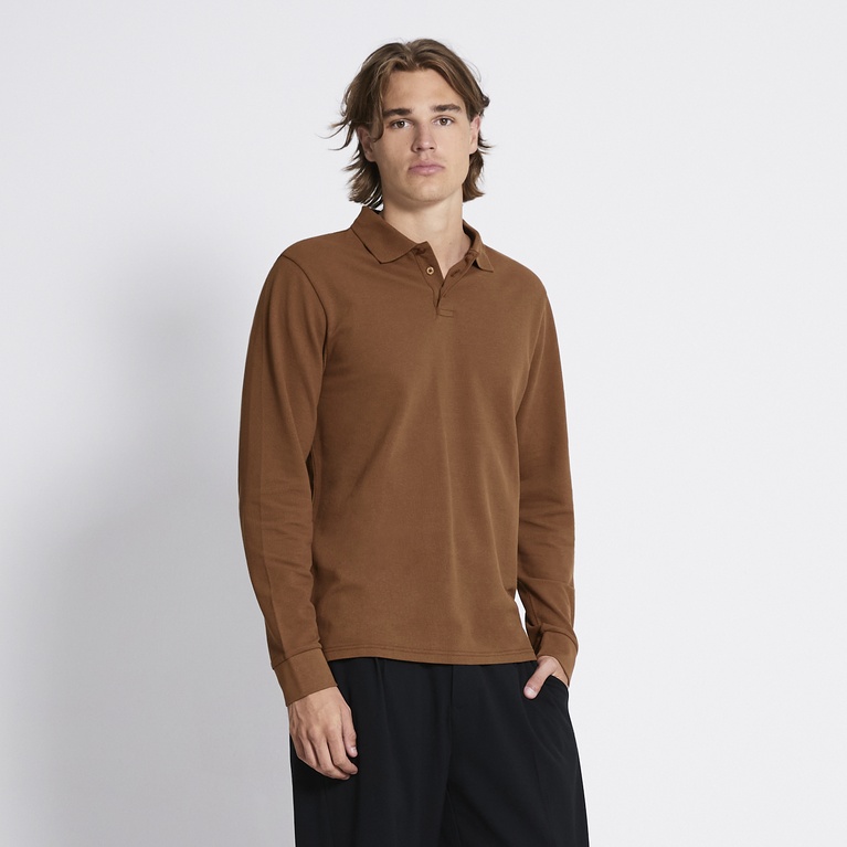 Long sleeve polo shirt "Aiden" Toffee